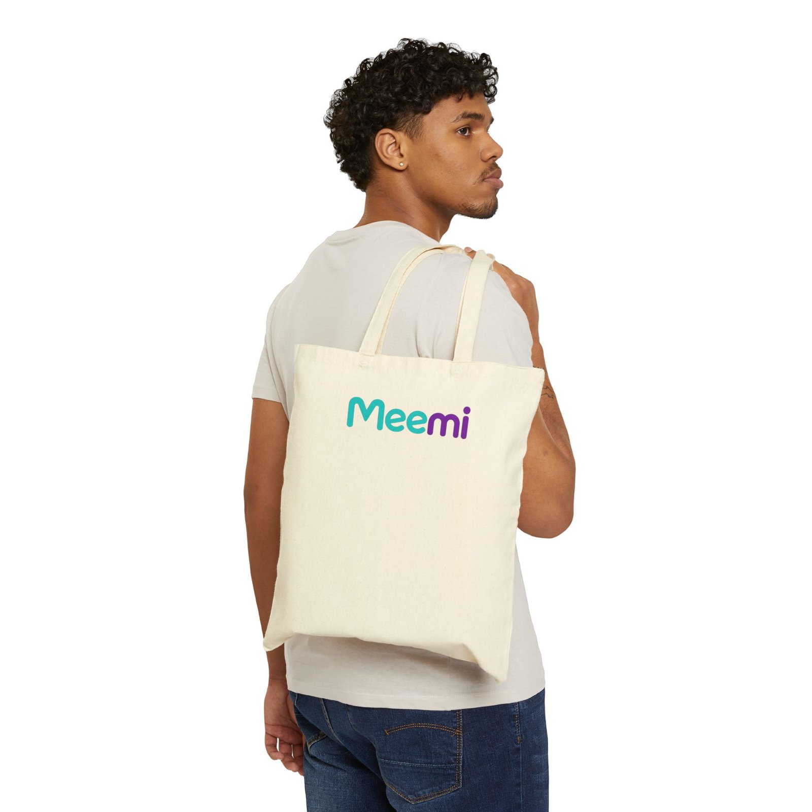 Meemi Logo Tote Bag — Cotton Canvas Reusable Shopping Tote - Image 4
