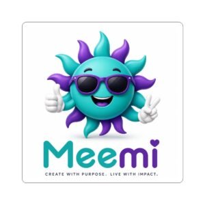 Meemi Sun Logo Kiss-Cut Sticker — Cool Sunglasses Mascot Sticker